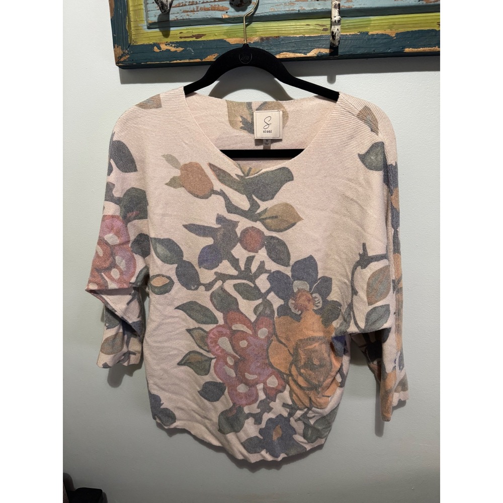 Sioni Natural Floral Print Dolman‎ Sleeve Sweater